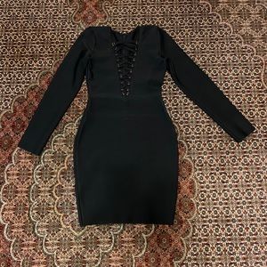 Deep V, Sexy Long Sleeve Bandage Dress